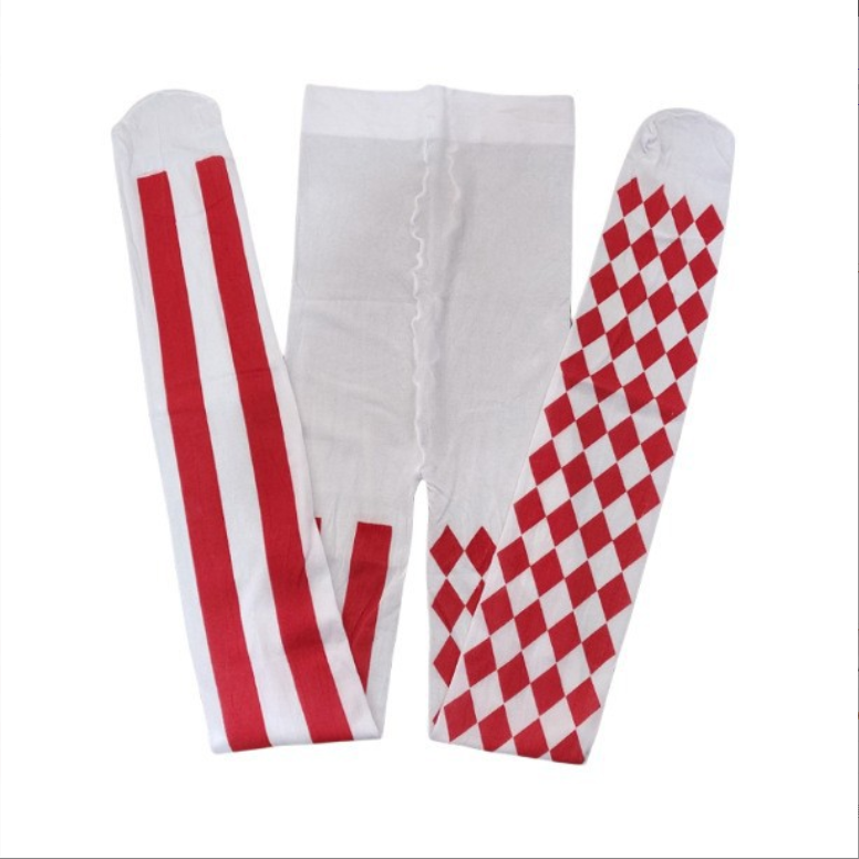 Halloween Harlequin Pattern Pantyhose with Stripes Festival Stockings